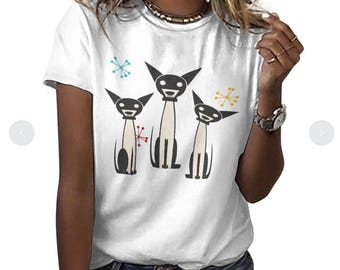 Atomic Dogs T-shirt, shirt uit het midden van de eeuw - retro dames, plus size T-shirt leuk dames 2 x 3 x 4 x Atomic, T-shirt jaren 50 / 60,