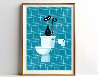 Gato atómico en el orinal Póster