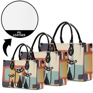 Retro MCM Atomic Cat in Pearls Handbag -3 Sizes- Vegan Leather 1950s Atomic Style Purse