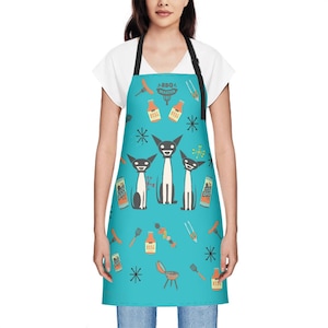 アトミックドッグス バーベキューエプロン MCM レトロエプロン キッチュ MCM グリルマスター - ミッドモッドキッチン、50年代キッチンデコレーション