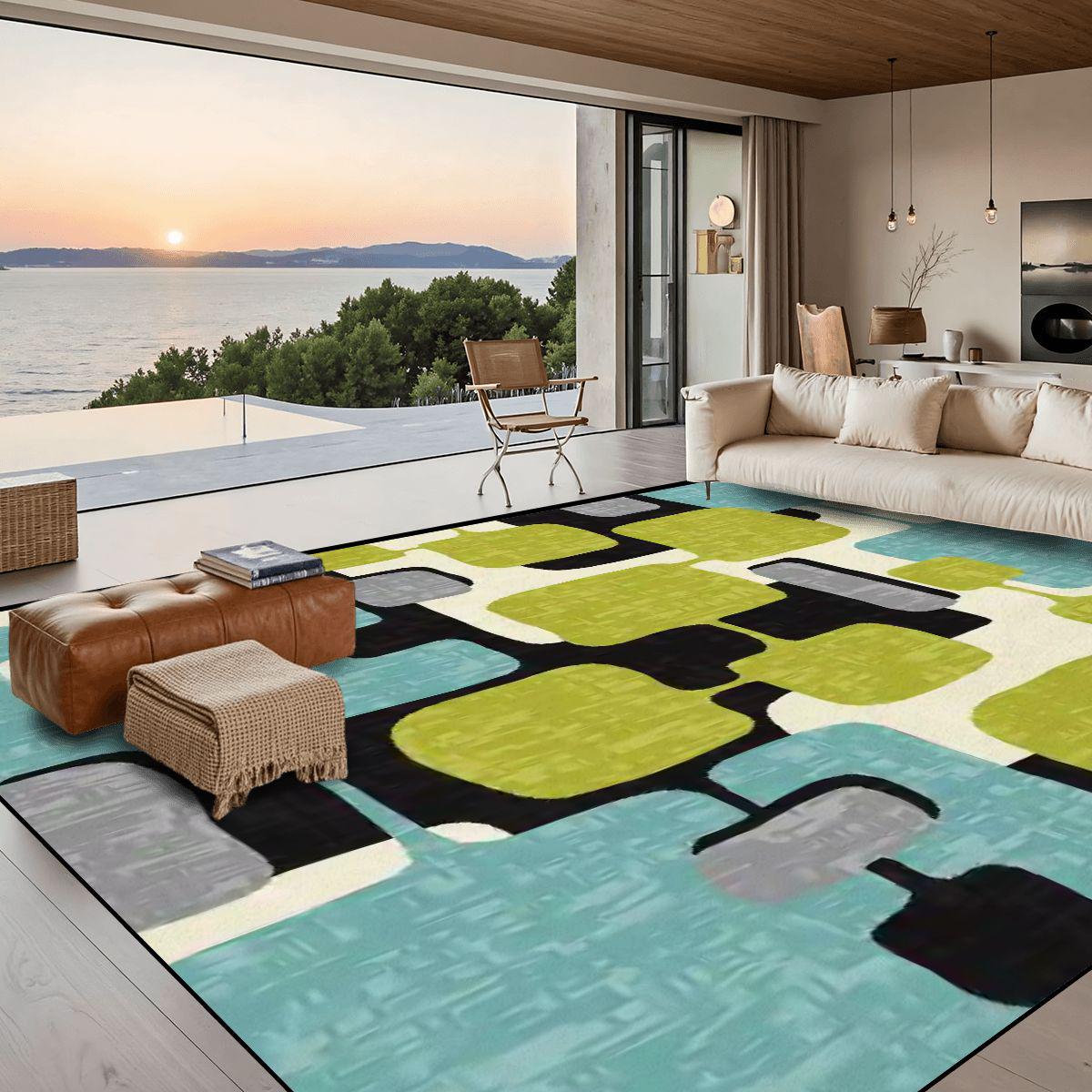 MCM Geometric Design Rug- Patio Rug, Mid-century Modern Decor Rug - Etsy
