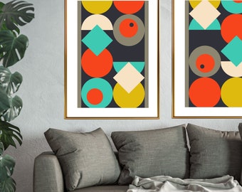 Juego de 2 carteles de bellas artes modernas de mediados de siglo