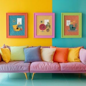 Poster Chat atomique en perles, lot de 3