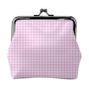 Retro Gingham Check Coin Purse Bag - Vegan Leather Groovy Retro Change Purse