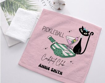 Handdoek Pickleball, gepersonaliseerde handdoek Pickleball, handdoek Pickleball uit het midden van de eeuw, handdoek, handdoek, aangepaste handdoek, Pickleball, cadeau Pickleball,