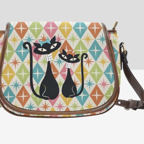 Atomic Cat Hand Bag, MCM Crossbody Purse, Mid Mod Purse, Atomic Cat Purse, 50s Retro Cat Handbag, Shoulder Bag, Atomic Cat Purse, MCM Purse