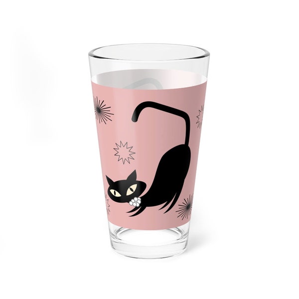 MCM Pink Atomic Cat Glassware 4 pc Set
