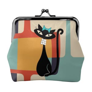 Atomic Cat MCM Coin Purse Bag - Vegan Leather Groovy Retro Change Purse