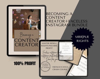 Guide to Becoming a Content Creator with PLR & MRR, Master Resell Rights, Private Label Rights Included, PDF Canva Template,Instagram