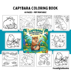 Printable PDF Capybara Coloring Pages for Kids and Adults