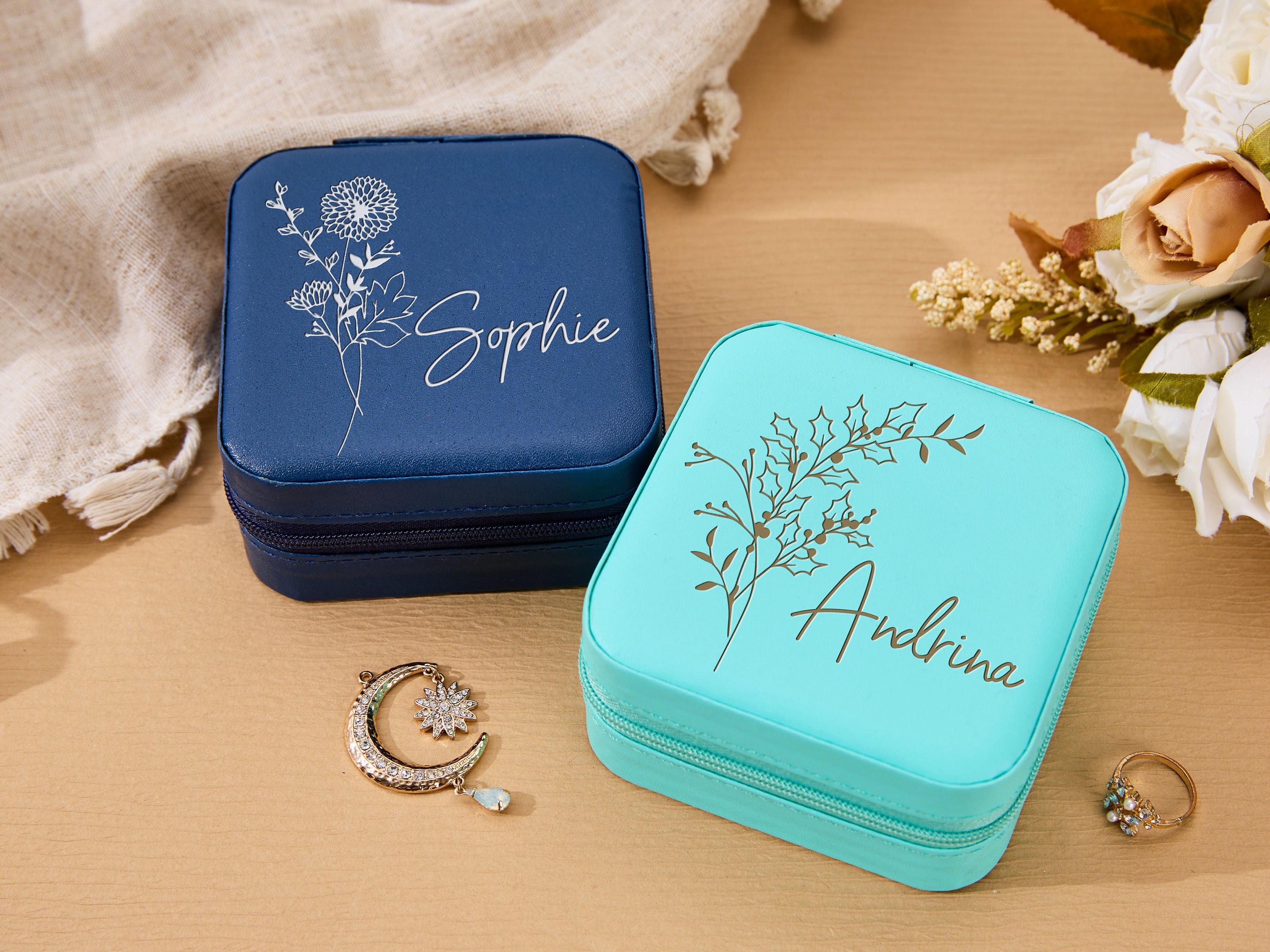 Travel Jewelry Box, Custom Jewelry Case, Personalized Gifts for Her