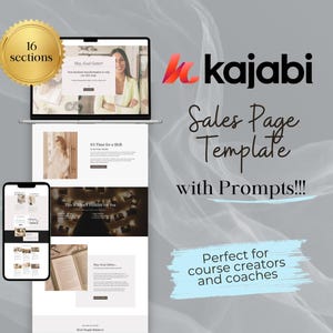 Kajabi Sales Page Template with Prompts | Coaching Course Sales Page | Coaching Template Kajabi | Course Sales Page Template Kajabi