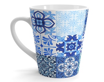 Azulejo Portuguese Latte Mug: Elegant Coffee Lover Gift