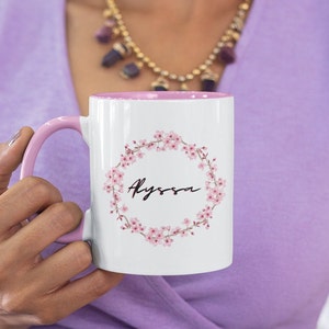 Personalized Cherry Blossom Mug- CherryBlossom Mug Personalized, Floral Mug, Gift For Her