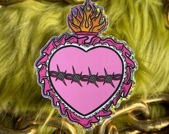 Sacred Barbwire Heart Tattoo Flash Sticker
