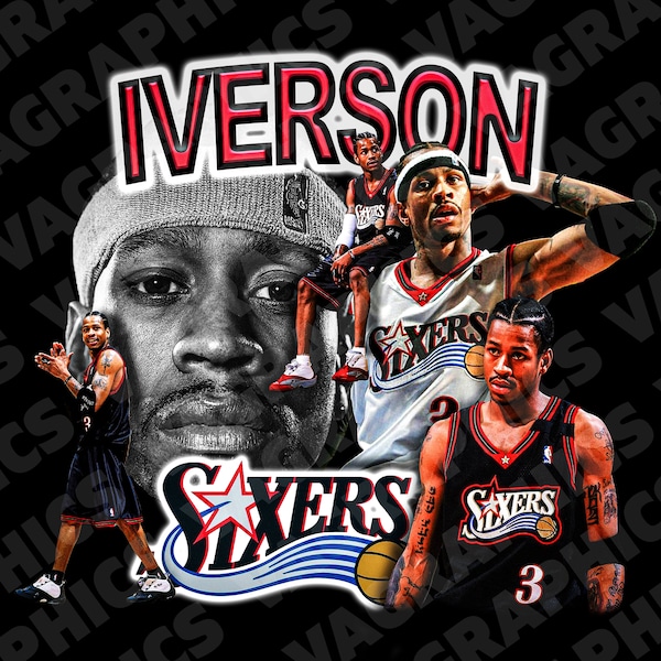 Allen Iverson png RAP Bootleg T-Shirt Design Digital File, 300 DPI, PNG file, ready to print, Rapper, Athlete