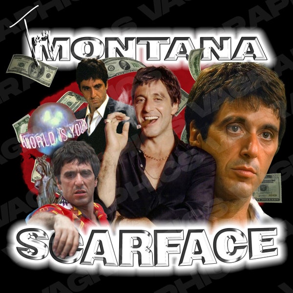 Scarface png RAP Bootleg T-Shirt Design Digital File, 300 DPI, PNG file, ready to print, Tony Montana, Say hello to my little friend