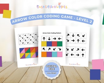 Arrow Color Coding Pattern Activity, Preschool Printable (Digital Download)