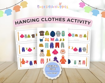 Hanging Clothes Matching Game, Fine Motor Skills (PDF Pattern)