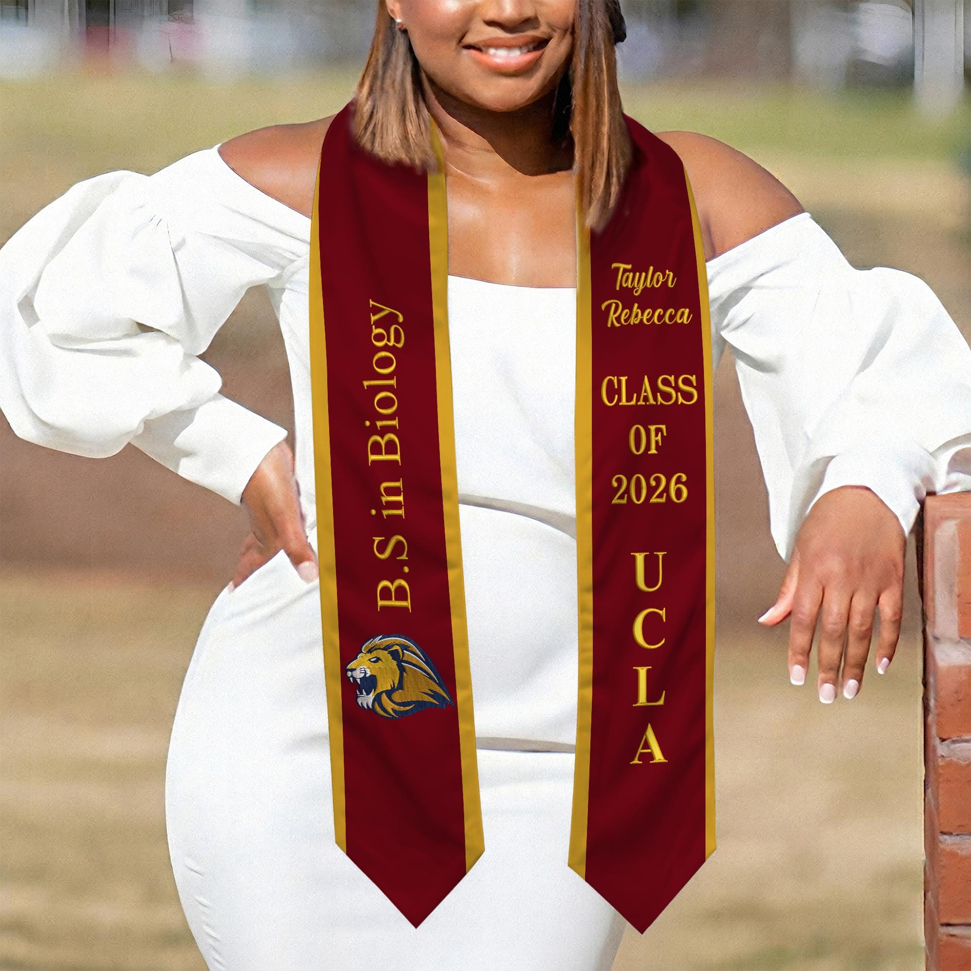 Embroidered College Graduation Stole, Custom University Logo Grad Sash ...