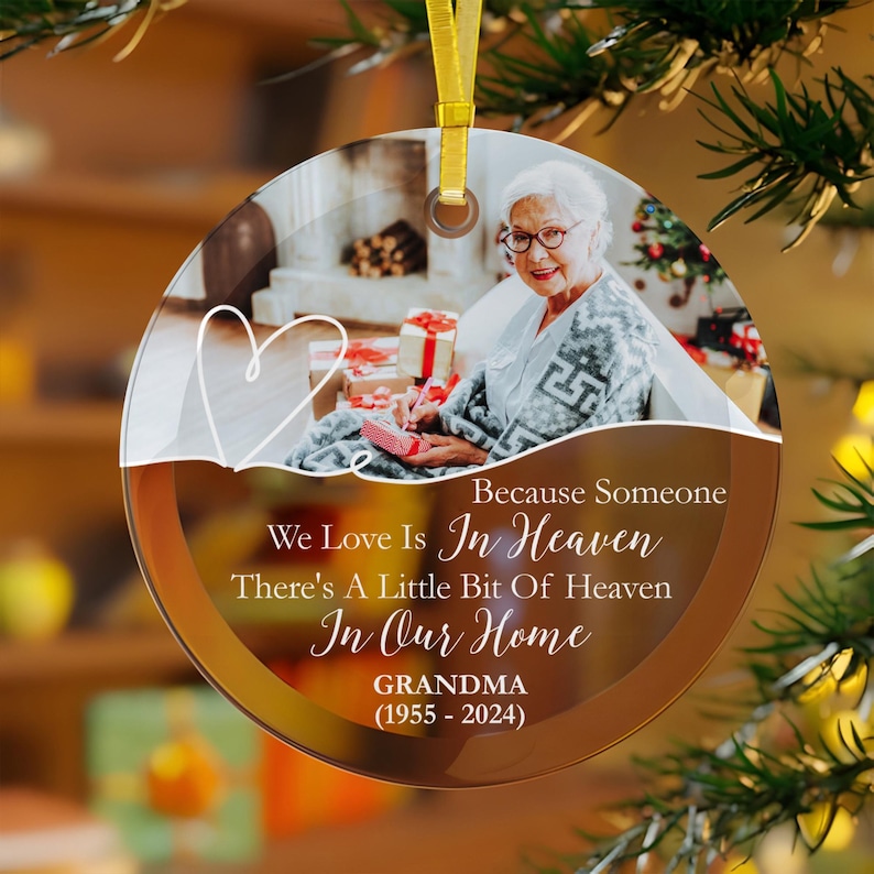 Custom Memorial Photo Christmas Ornament, in Loving Memory Ornament