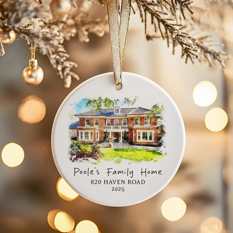 Personalized Watercolor House Ornament, Custom New Home Christmas ...