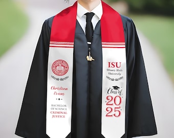 Custom College Graduation Sash, Personalized Graduation Stole, Gift for Graduates, Class of 2025
