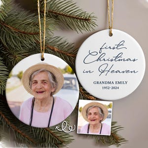 Custom Photo Memorial Ornament Gift, Personalized Loss of Grandma Sympathy Gift, Grandma Remembrance Ceramic Ornament, Memorial Day Ornament