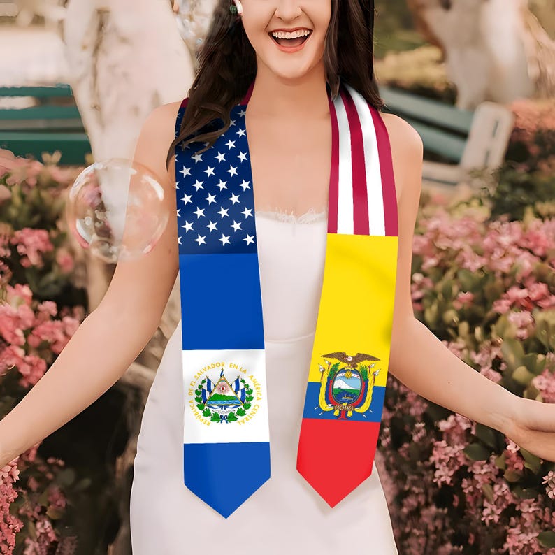 Estola de graduación mexicana personalizada, Faja de graduación personalizada de El Salvador, Estola de Graduación, Promoción de 2025 imagen 7