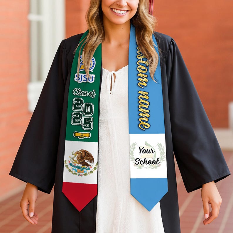 Personalized Honduras Graduation Stole, Custom Mexican Grad Sash ...