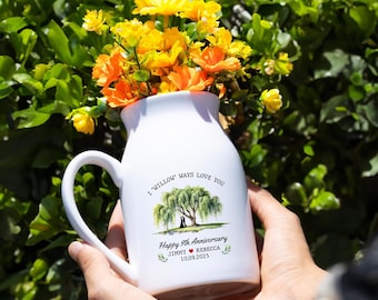 9th Anniversary Willow Tree Flower Vase, Custom Willow Wedding Anniversary Gift for Wife, 9th Pottery Anniversary Gifts from Husband