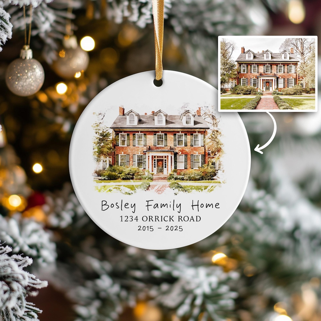Personalized Watercolor House Ornament, Custom New Home Christmas ...
