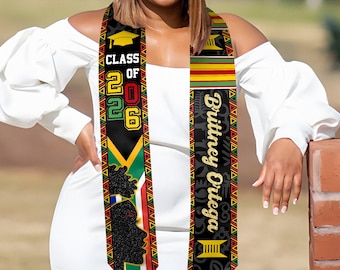 Custom South Africa Graduation Stole, Personalized Kente Graduation Sash, African American Grad Gift, Gift for Graduates, Class of 2026