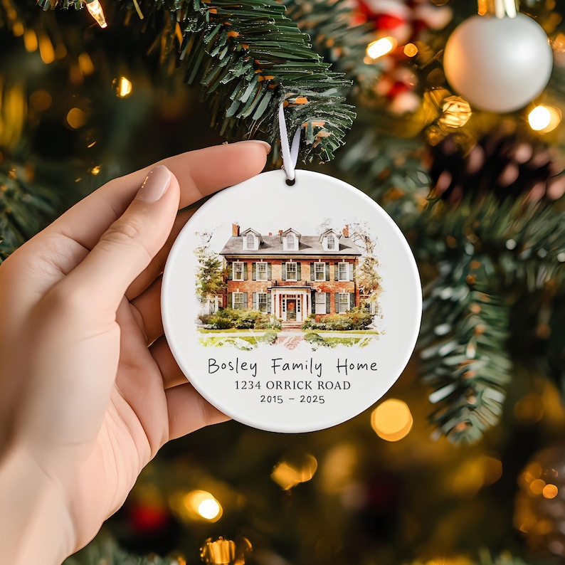 Personalized Watercolor House Ornament, Custom New Home Christmas ...