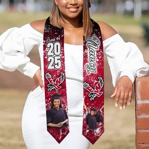 Personalized Photo Graduation Stole, Custom School Graduation Sash, Senior 2025, Gift for Graduates, High School Graduation