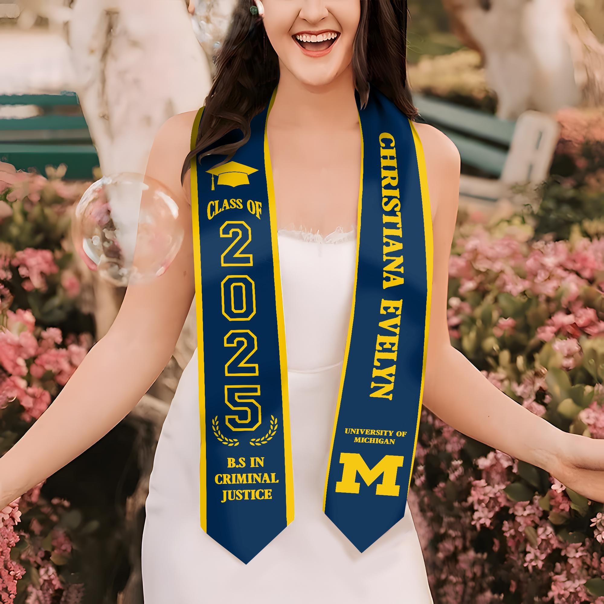 Personalized College Graduation Stole, Custom Grad Sash To Celebrate Your Hard Work, Gift for Graduates, Class of 2025