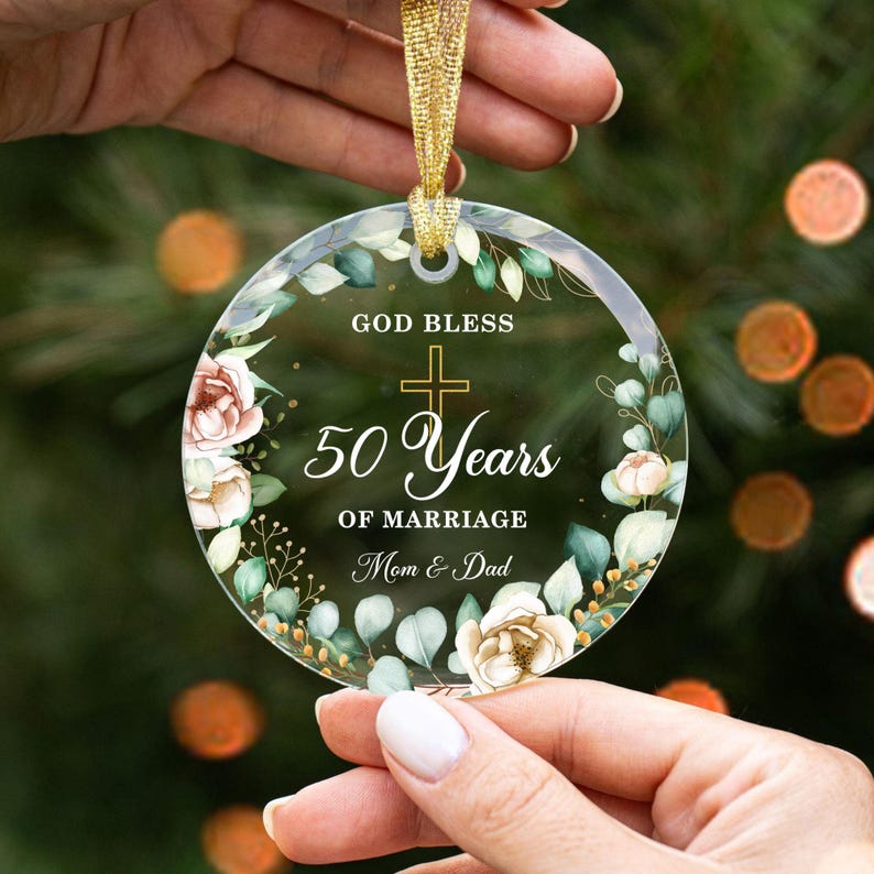 Custom 50th Wedding Anniversary Ornament, Golden Wedding Anniversary