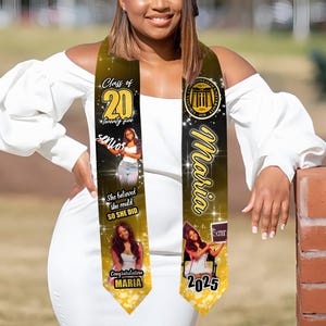 Personalized Photo Graduation Stole, Custom Graduation Sash 2025, Graduation Decoration, Gift for Graduates, Class of 2025