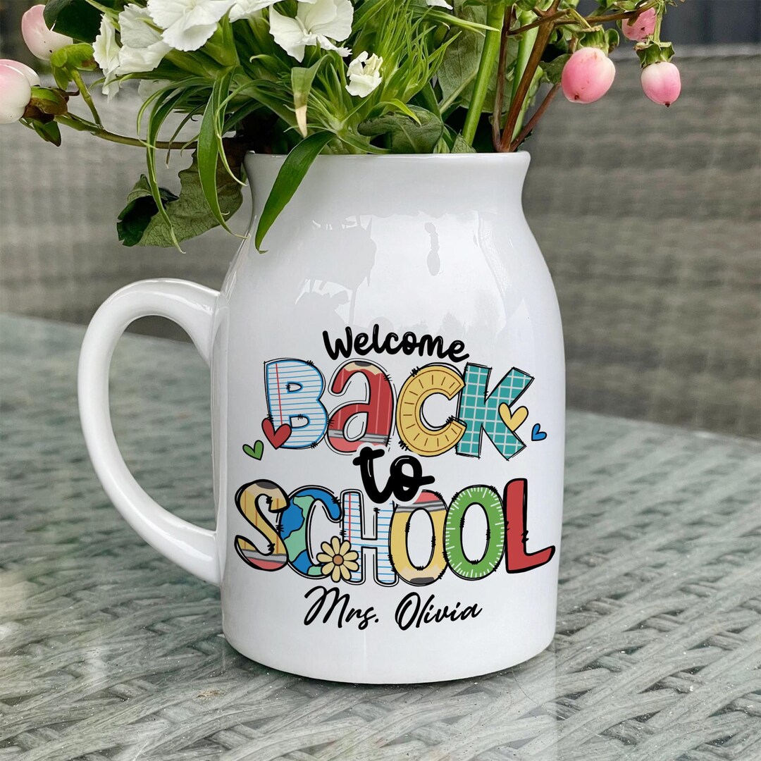 Back to School Flower Vase, Personalized First Day of School