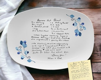 Custom Mother's Day Platter Gift For Mom | Personalized Platter From Handwriting Recipe, Custom Plate From Handwritten Recipe