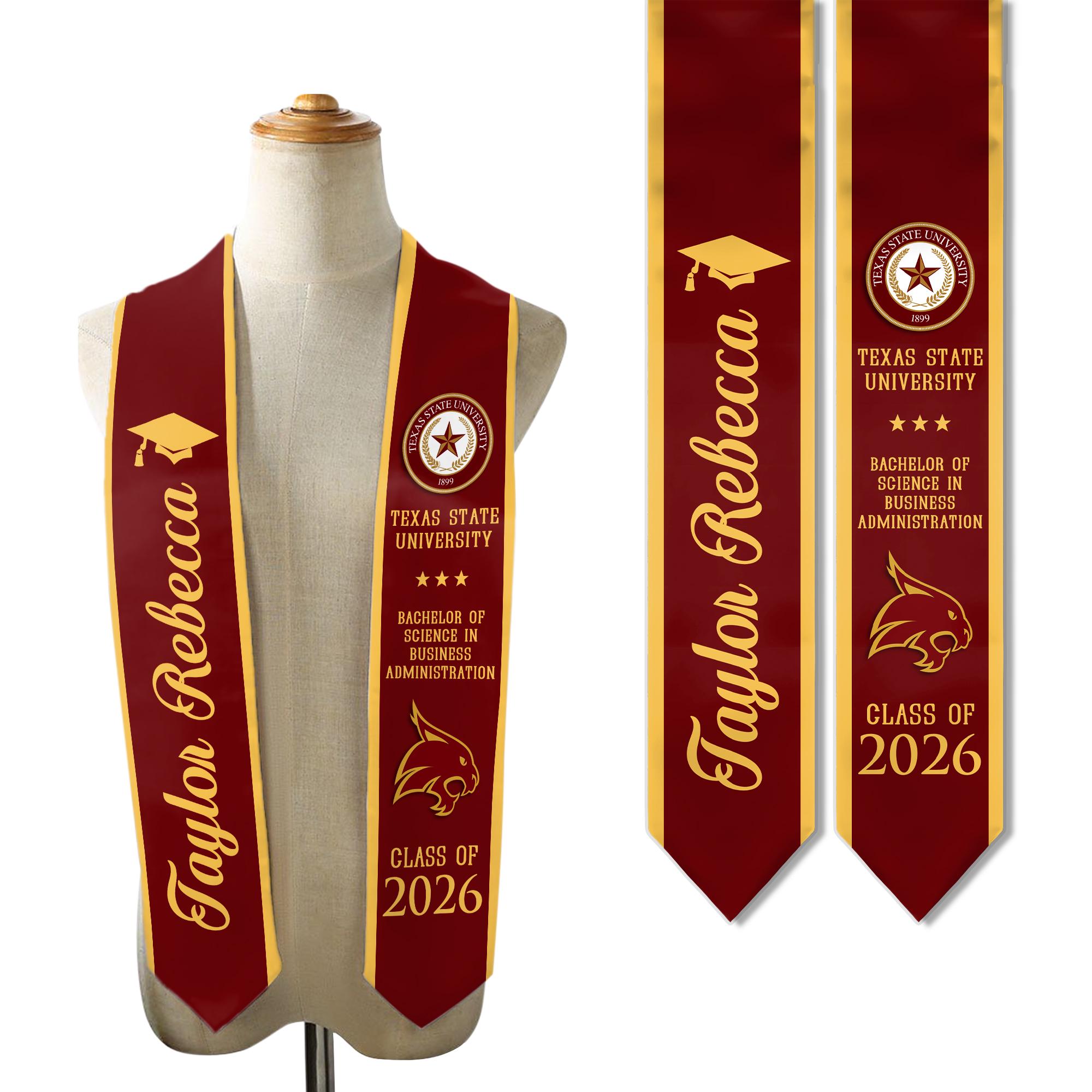 Personalized College Graduation Stole, Custom University Logo Grad Sash ...