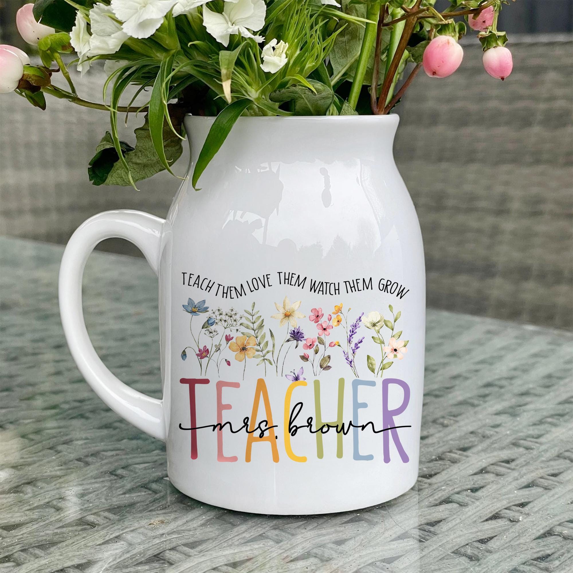 Personalized Teacher Appreciation Gifts, Custom Thank You Teacher Vase, Flower Pot for Teacher, Back to School Gifts for Teacher