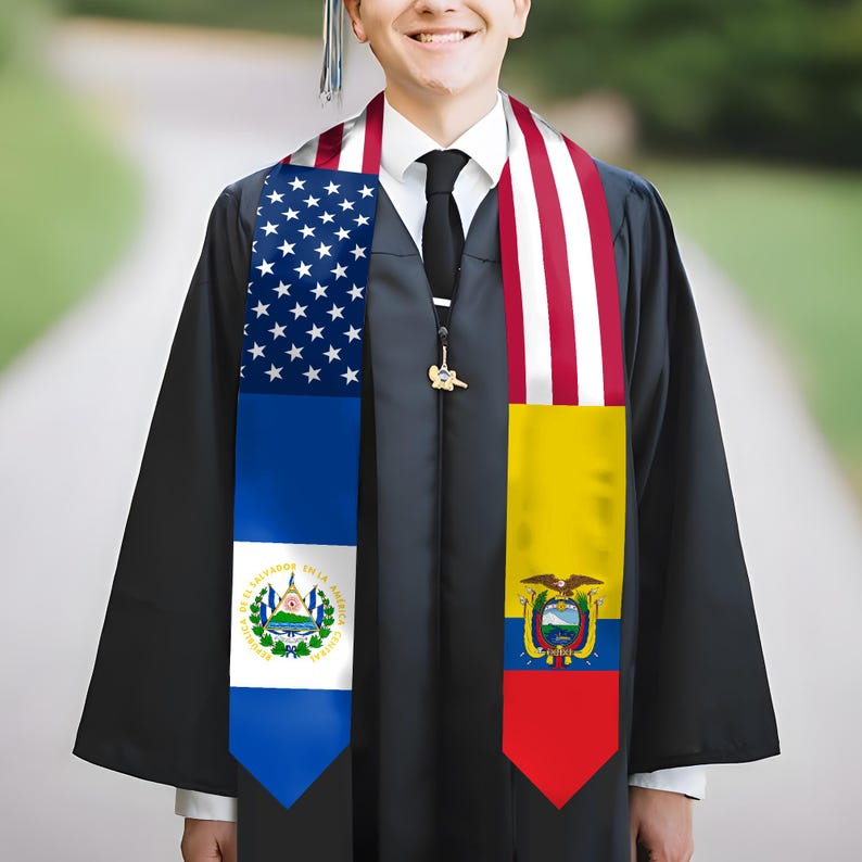 Estola de graduación mexicana personalizada, Faja de graduación personalizada de El Salvador, Estola de Graduación, Promoción de 2025 imagen 8