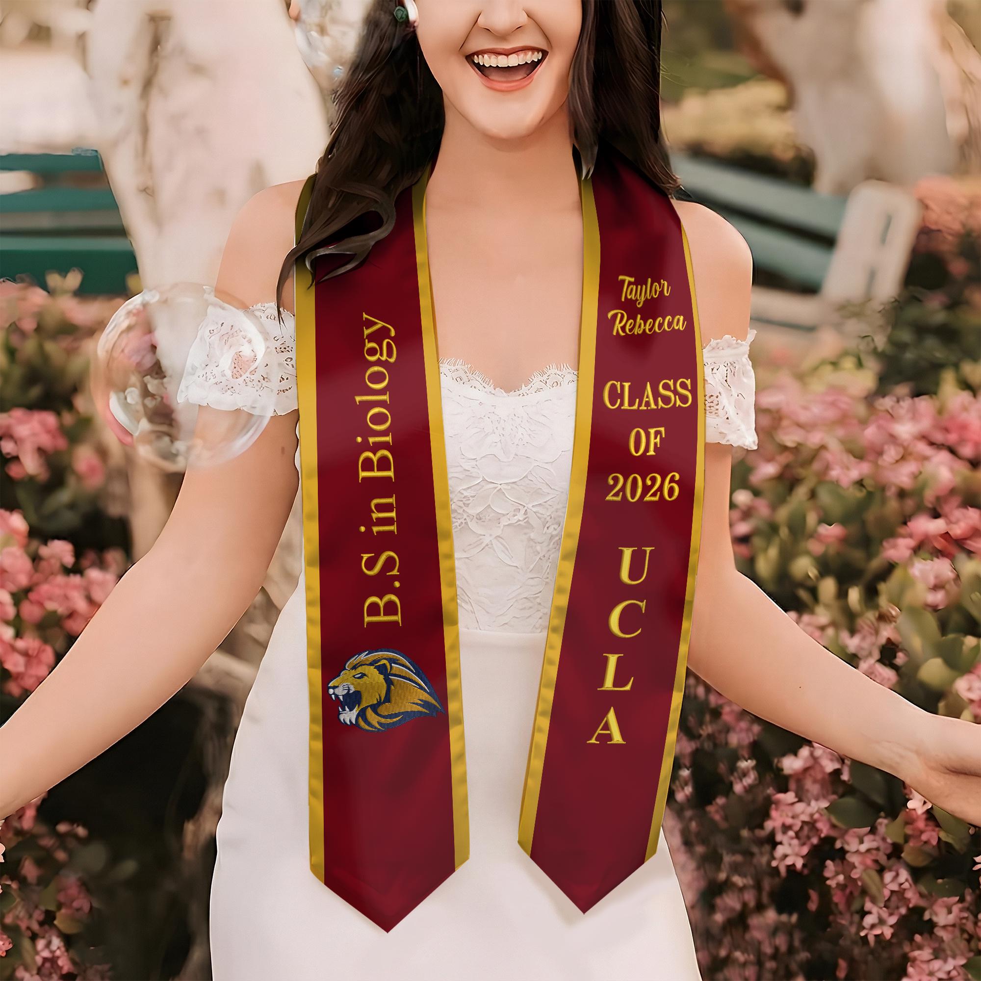 Embroidered College Graduation Stole, Custom University Logo Grad Sash ...