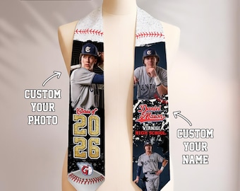 Estola de graduación de béisbol personalizada, estola de graduación para estudiantes de último año, regalo de graduación de secundaria para él, Clase de 2026