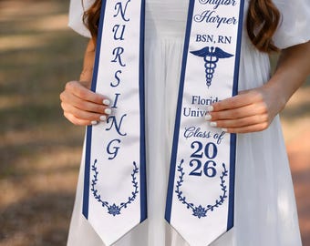 Estola de graduación de enfermería BSN bordada, banda de graduación RN bordada a medida, regalos para futuros enfermeros, promoción de 2026