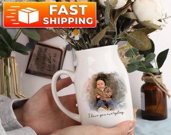 Custom Mothers Day Photo Flower Vase, Custom Baby Photo Portrait Gift for Mom, Mothers Day Gift for Grandma, Flower Vase Gift for Nana Mimi