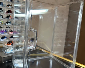 Présentoir acrylique transparent à assembler soi-même, boîte empilable de 36 cm de haut, porte magnétique 36 cm x 26 x 21,5