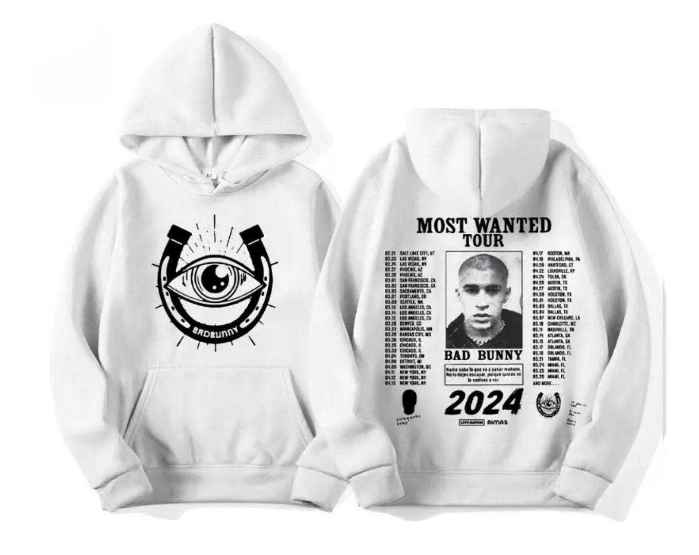 Oversized Hoodie Bad Bunny 2024 Most Wanted Tour