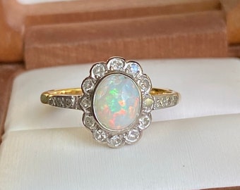 Vintage 1910 Brilliant Earth Wedding Opal Ring